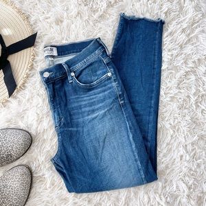 AGOLDE Dark Denim Jeans Raw Hem Stretch Pants 28